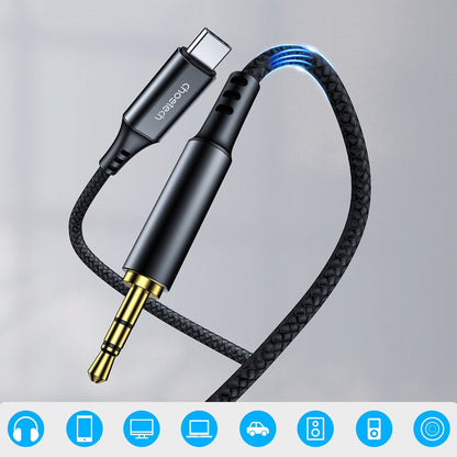 Audio kabelis Choetech AUX006 USB-C to 3.5mm juodas