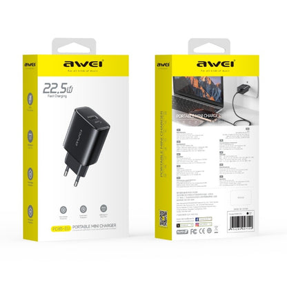 Įkroviklis Awei PD85T-EU 22.5W USB-A/USB-C + USB-A to USB-C cable 1.0m juodas