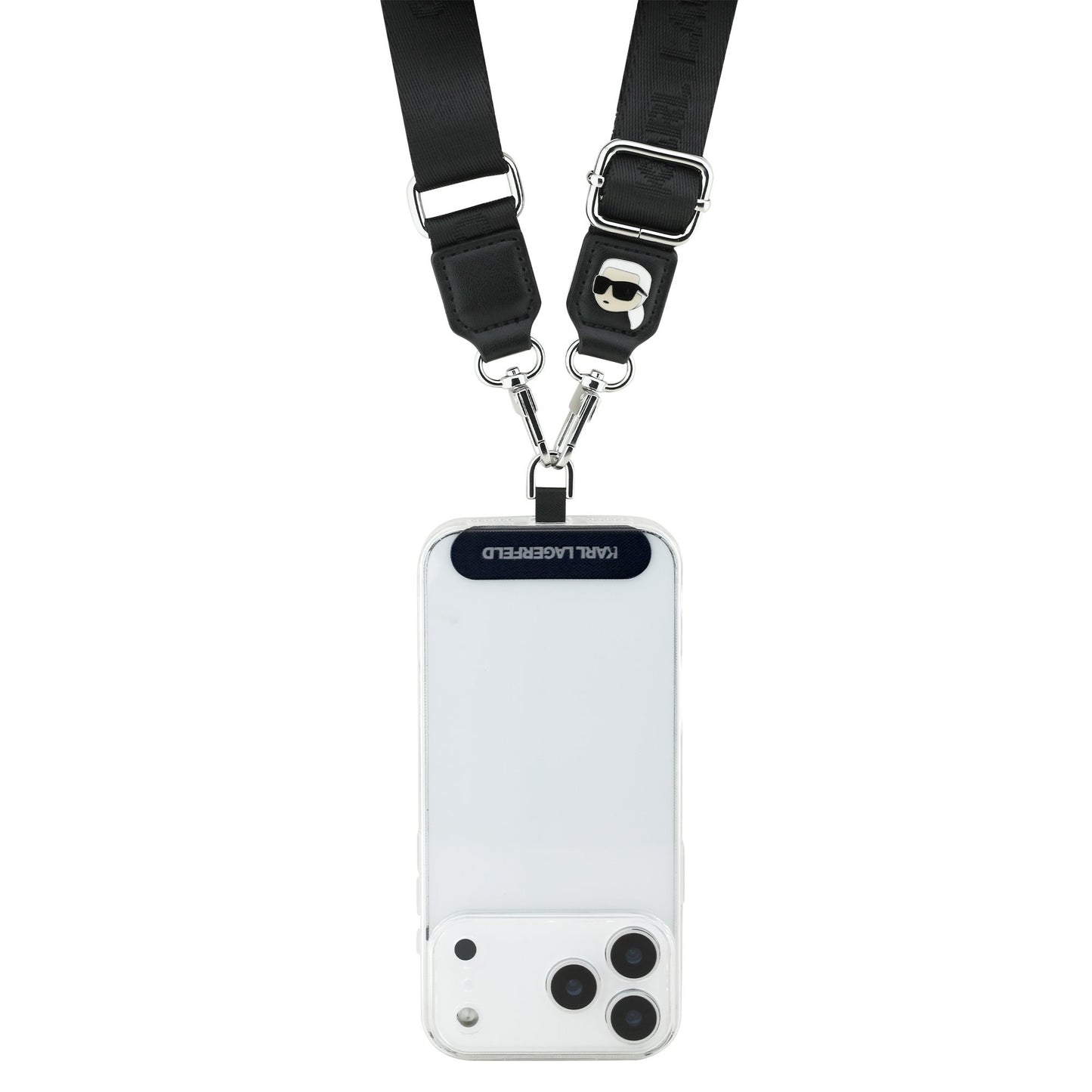 Dirželis telefonui Karl Lagerfeld Universal Crossbody Strap Karl Patch juodas