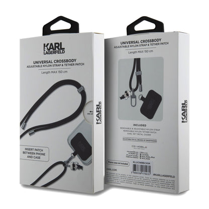 Dirželis telefonui Karl Lagerfeld Universal Crossbody Strap Cord and Ikonik Pins juodas