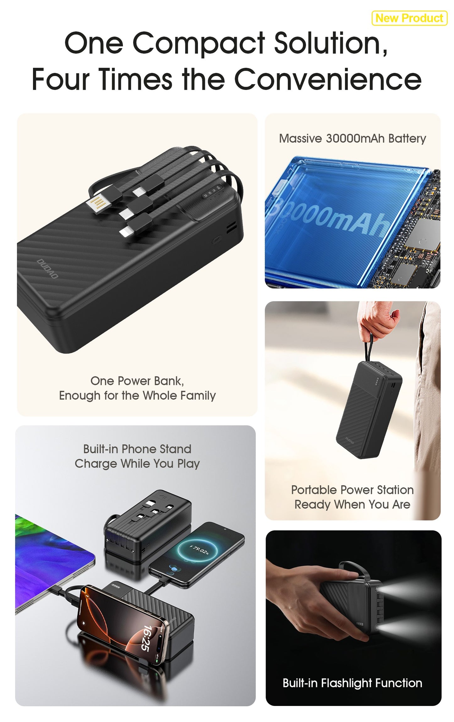 Išorinė baterija Power Bank Dudao K11 Max 10W 30000mAh juoda