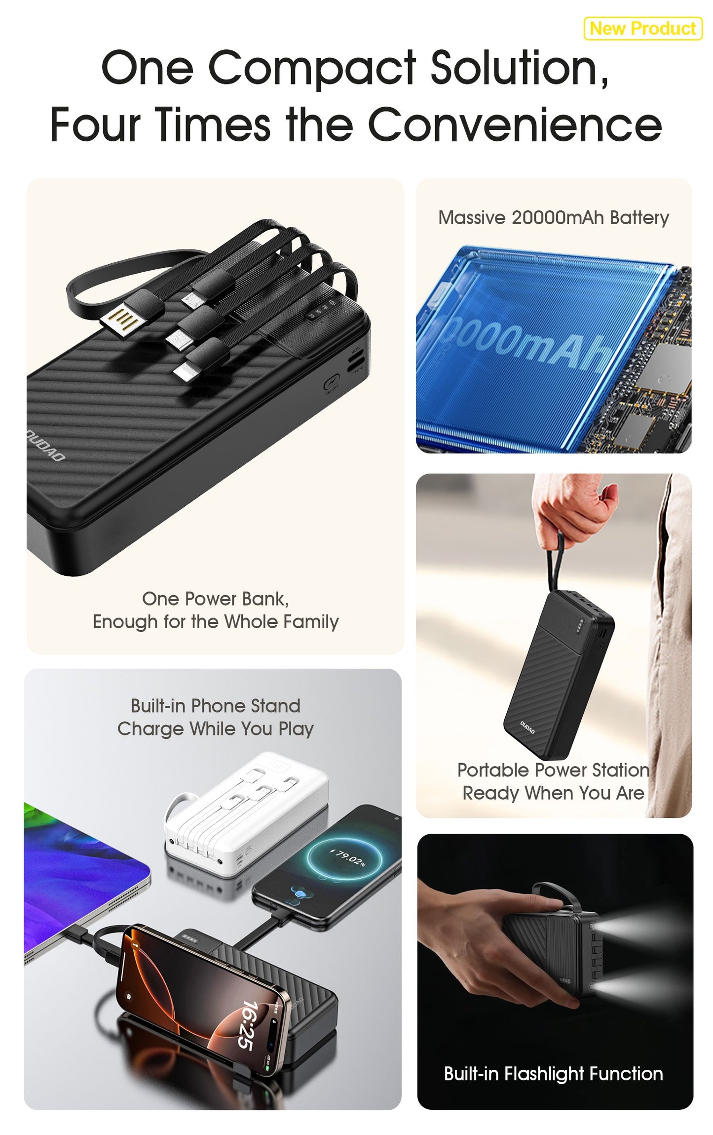 Išorinė baterija Power Bank Dudao K11 Pro 10W 20000mAh juoda