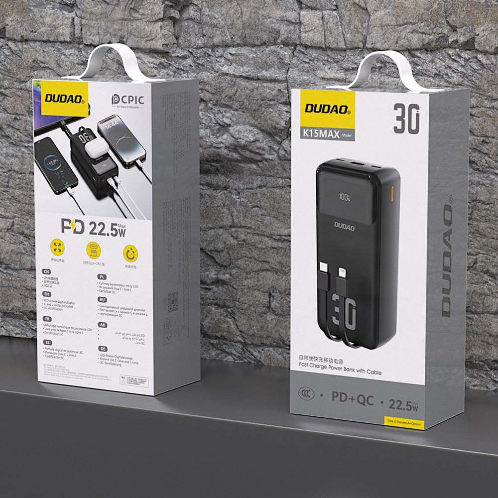 Išorinė baterija Power Bank Dudao K15 Max 22.5W 30000mAh juoda