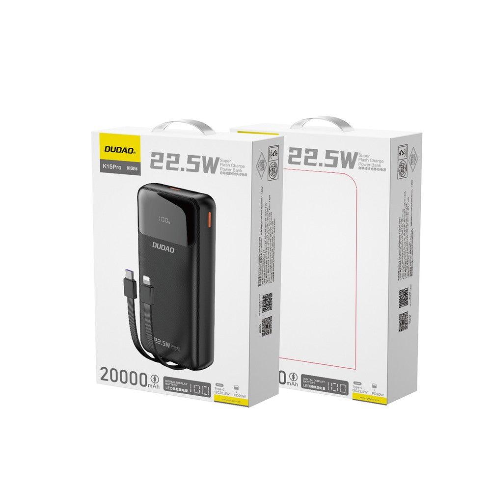 Išorinė baterija Power Bank Dudao K15 Pro 22.5W 20000mAh juoda