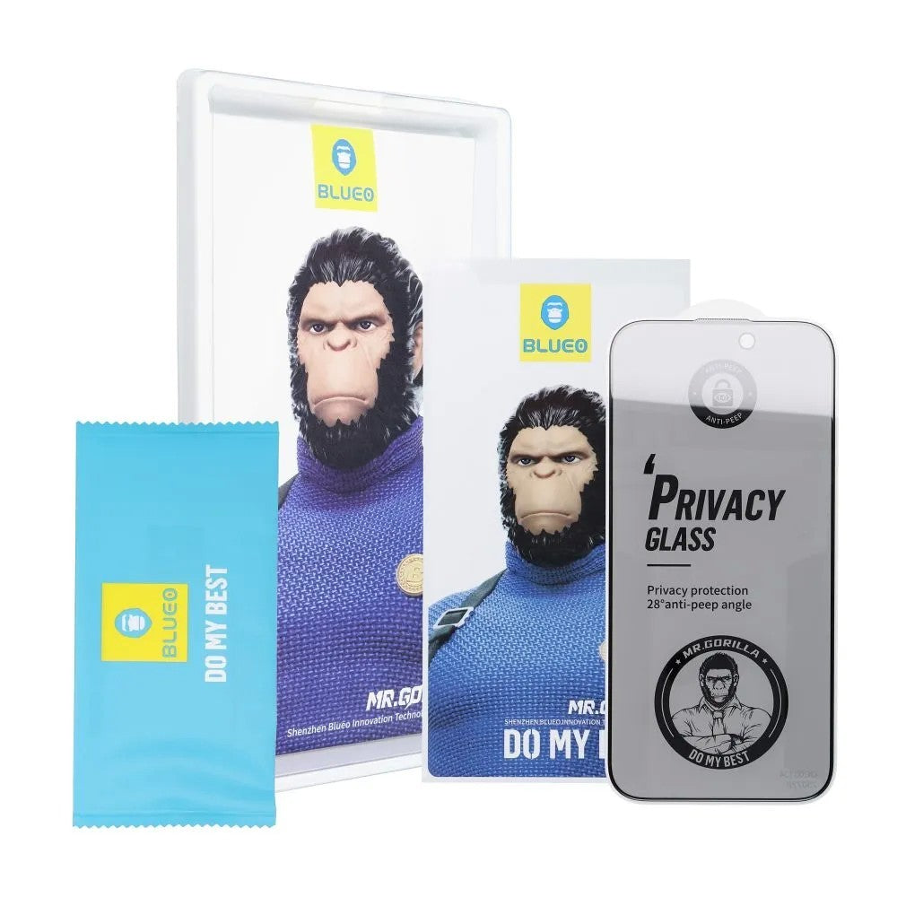 LCD apsauginis stikliukas 5D Mr. Monkey Glass (Strong Privacy) Apple iPhone 17 Pro juodas