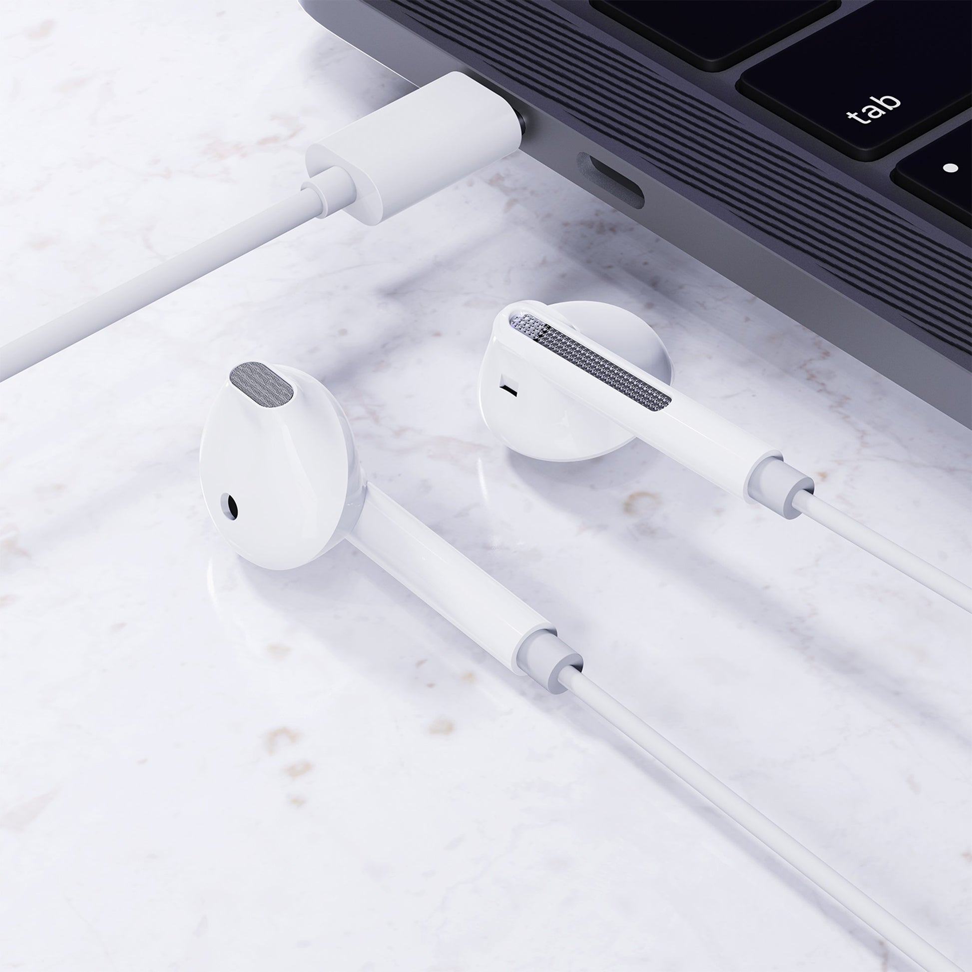 Ausinės Acefast L13 USB-C baltos