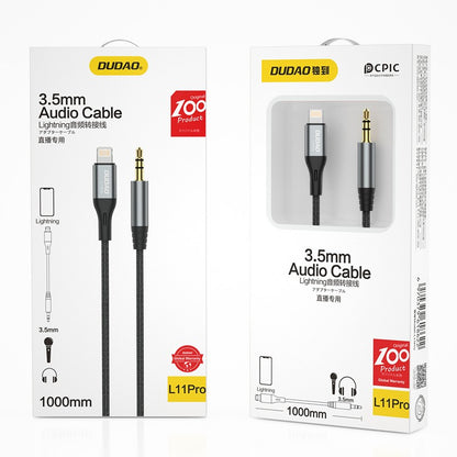 Audio kabelis Dudao L11Pro Lightning to 3.5mm 1.0m juodas