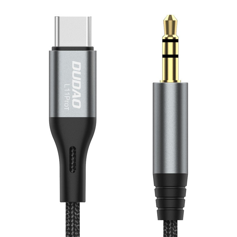 Audio kabelis Dudao L11ProT USB-C to 3.5mm 1.0m juodas