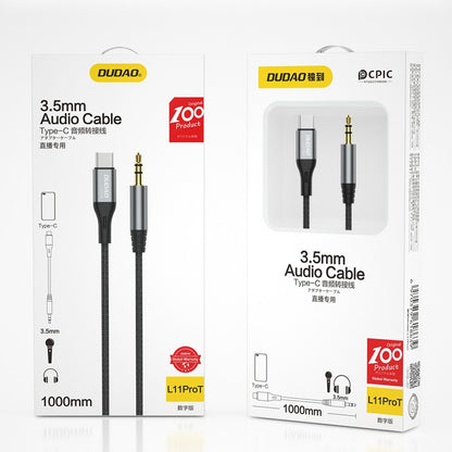 Audio kabelis Dudao L11ProT USB-C to 3.5mm 1.0m juodas