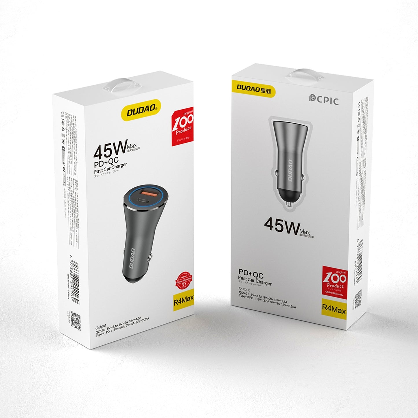 Automobilinis įkroviklis Dudao R4Max 55W USB-C/USB-A pilkas