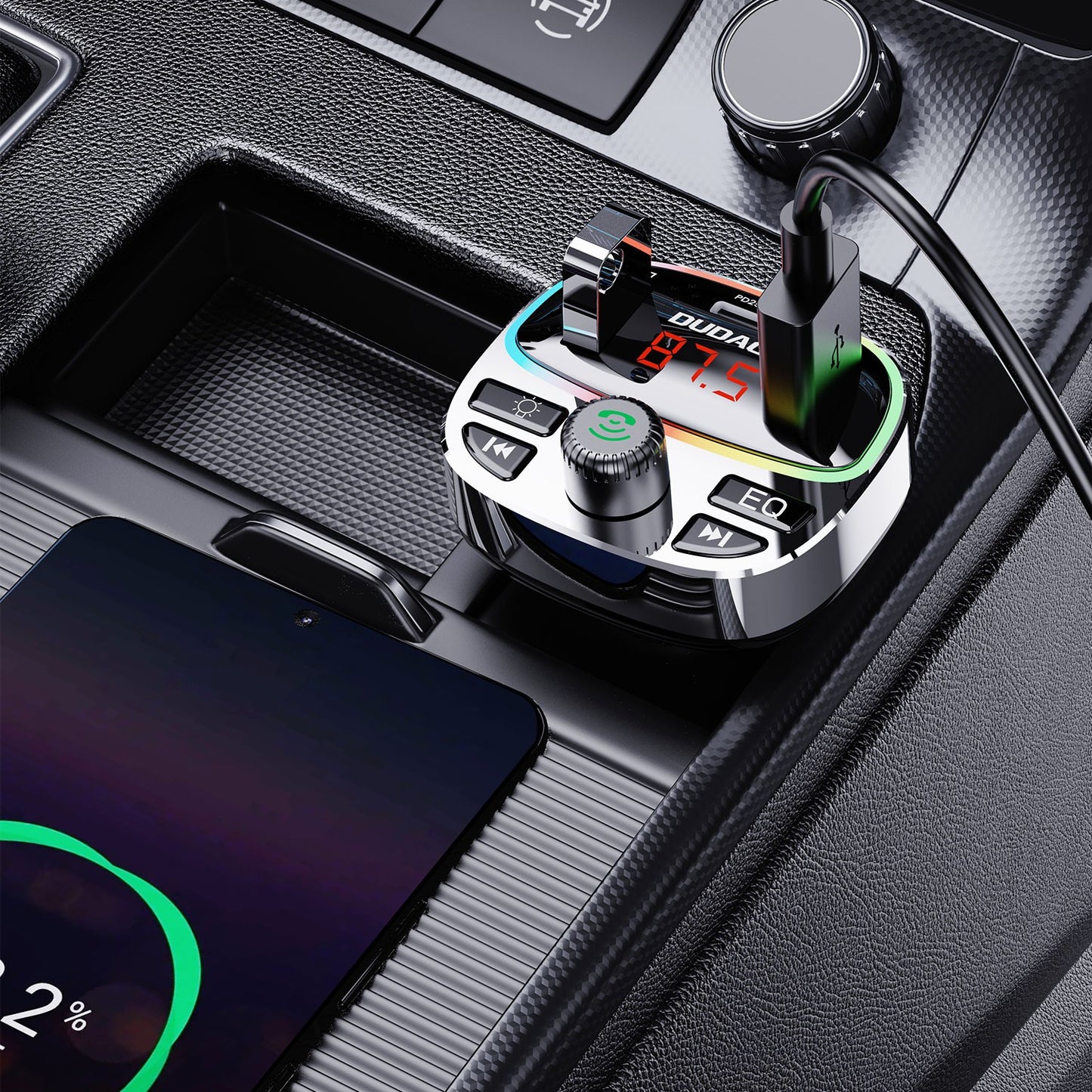 FM bangų moduliatorius Dudao R2PRO+ 25W USB-C/2xUSB-A