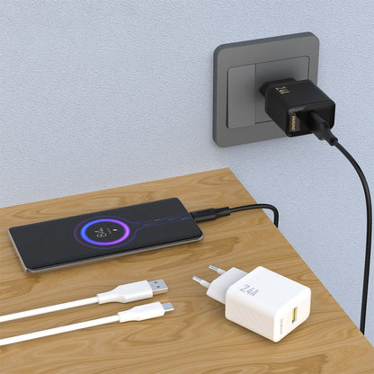 Įkroviklis Dudao A23T 12W USB-A + USB-A to USB-C cable 1.0m baltas