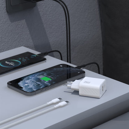 Įkroviklis Dudao A26TC GaN 25W USB-C/USB-A + USB-C to USB-C cable 1.0m baltas