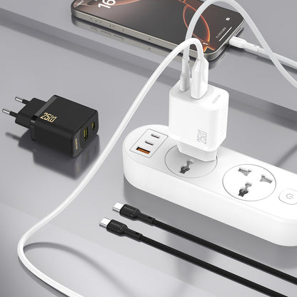 Įkroviklis Dudao A26TC GaN 25W USB-C/USB-A + USB-C to USB-C cable 1.0m baltas