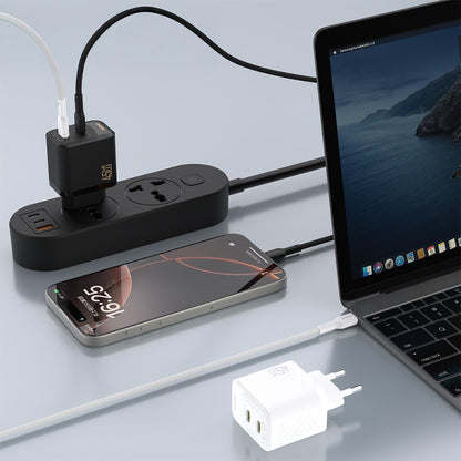 Įkroviklis Dudao A28P GaN 45W 2xUSB-C juodas