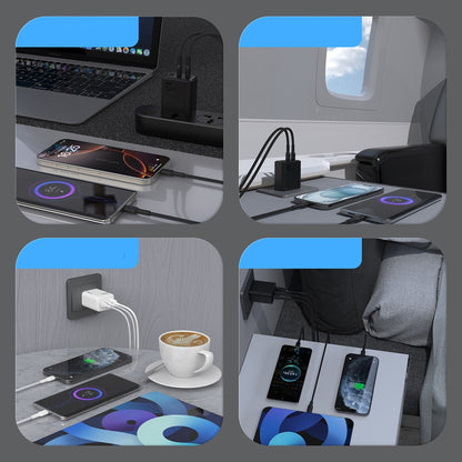 Įkroviklis Dudao A29C GaN 65W 2xUSB-C/USB-A + USB-C to USB-C cable 1.0m juodas