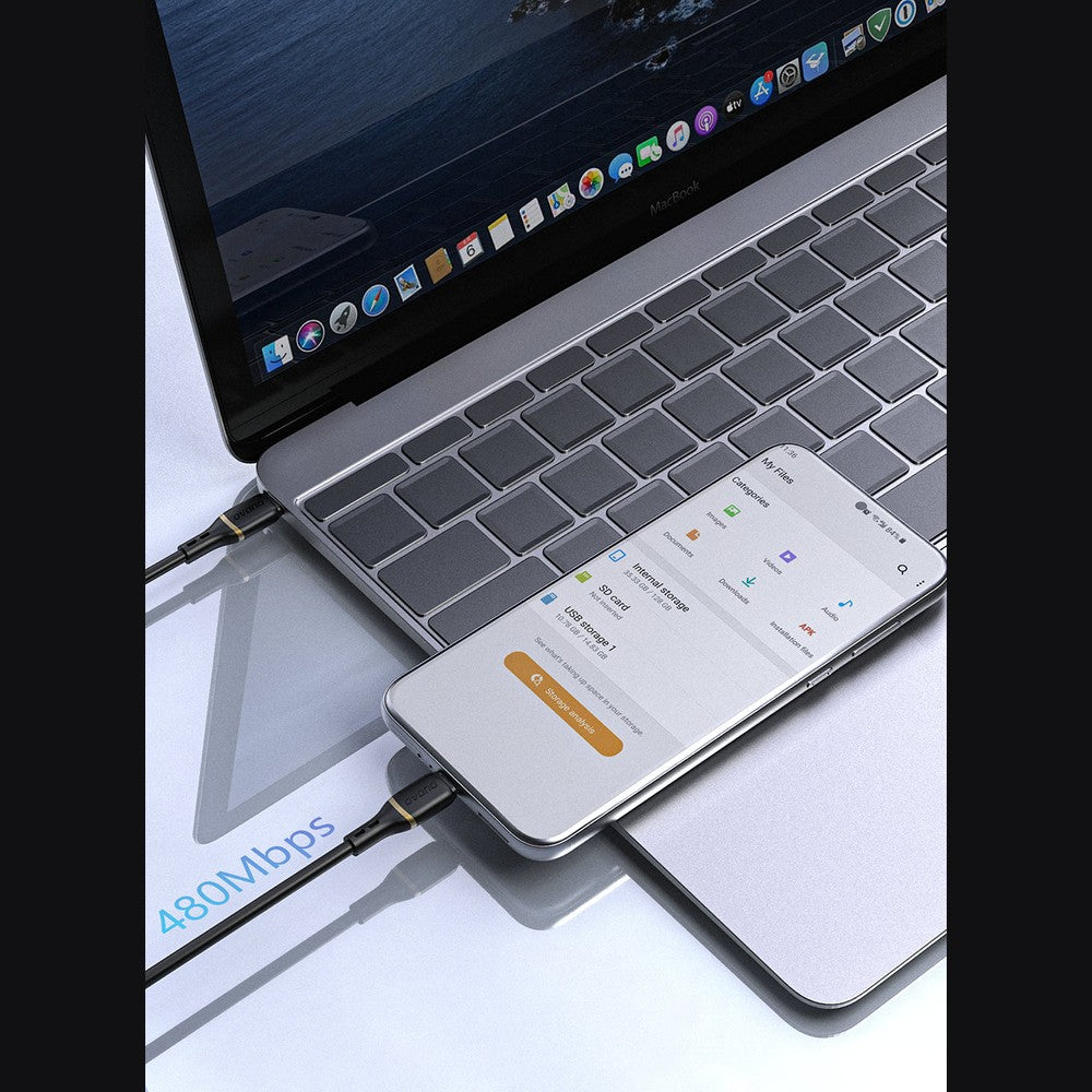 USB kabelis Dudao L25C USB-C to USB-C 60W 1.0m baltas