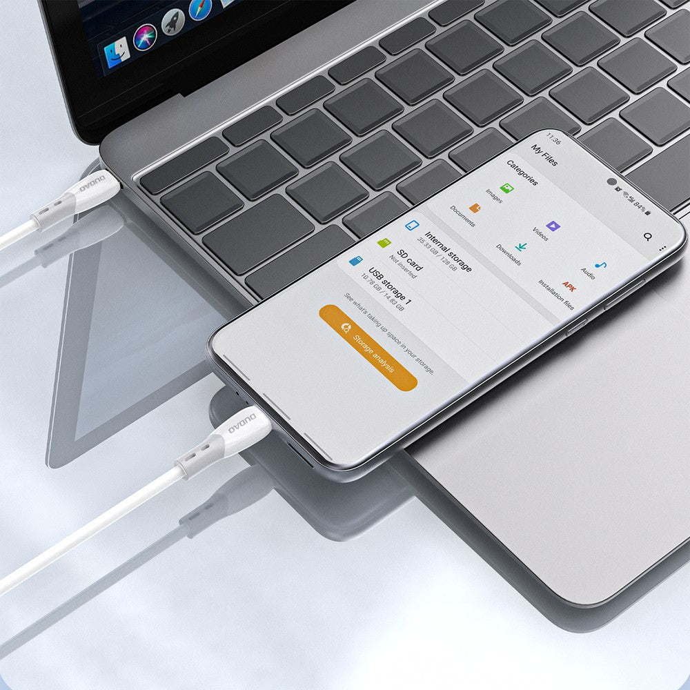 USB kabelis Dudao L25SC USB-C to USB-C 60W 2.0m baltas