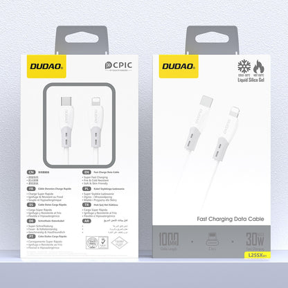 USB kabelis Dudao L25SX USB-C to Lightning 30W 1.0m baltas