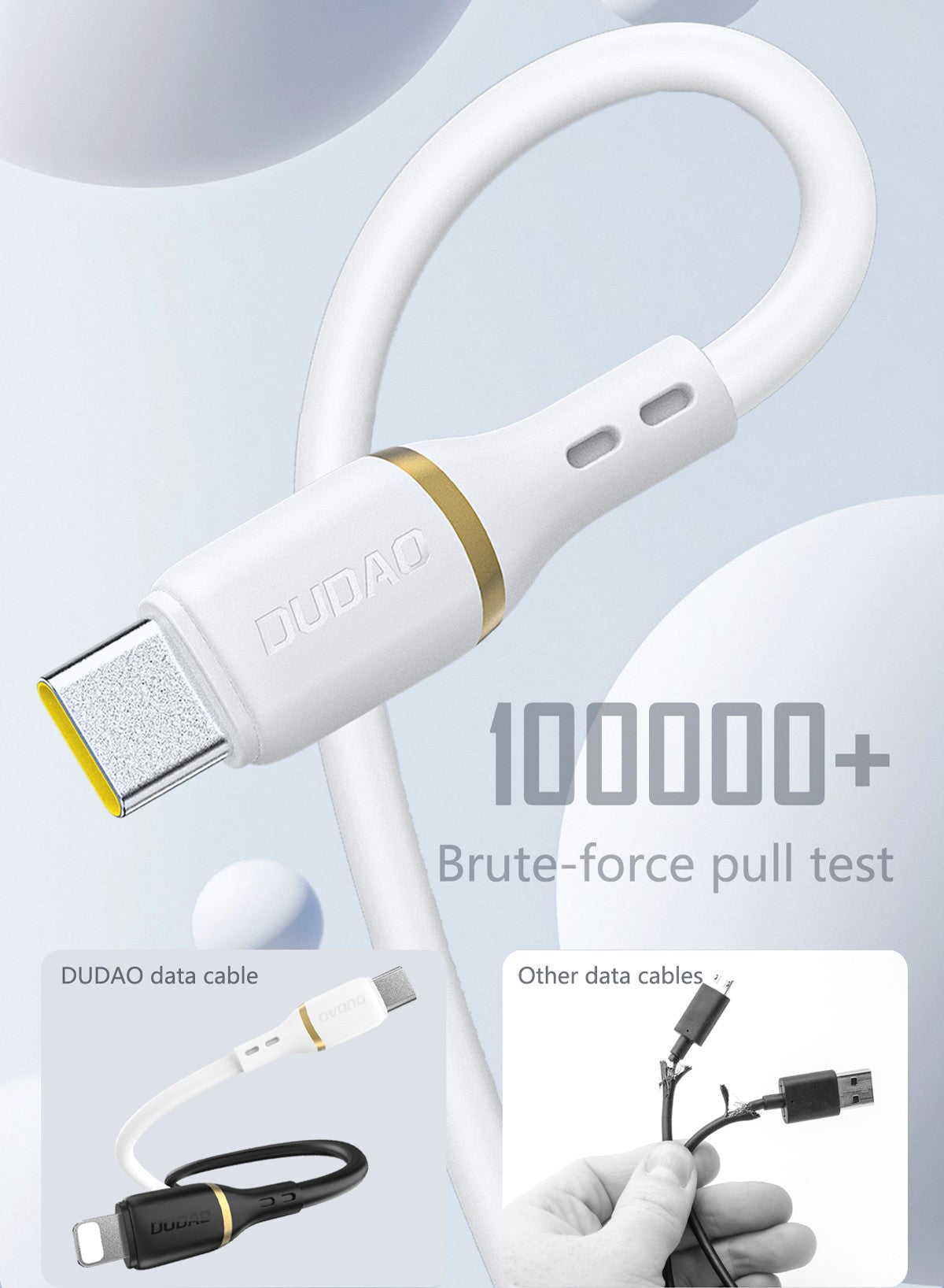 USB kabelis Dudao L25X USB-C to Lightning 30W 1.0m baltas
