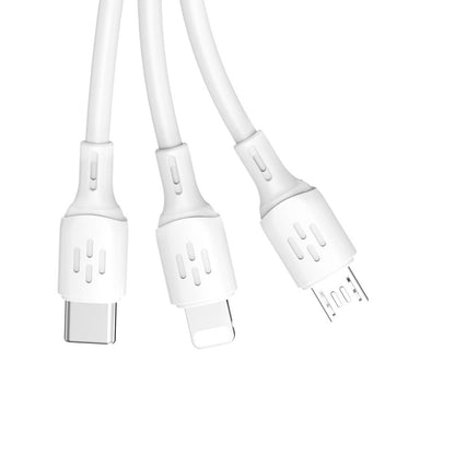 USB kabelis Dudao L8A-3in1 USB-A to USB-C/MicroUSB/Lightning 6A 1.2m baltas