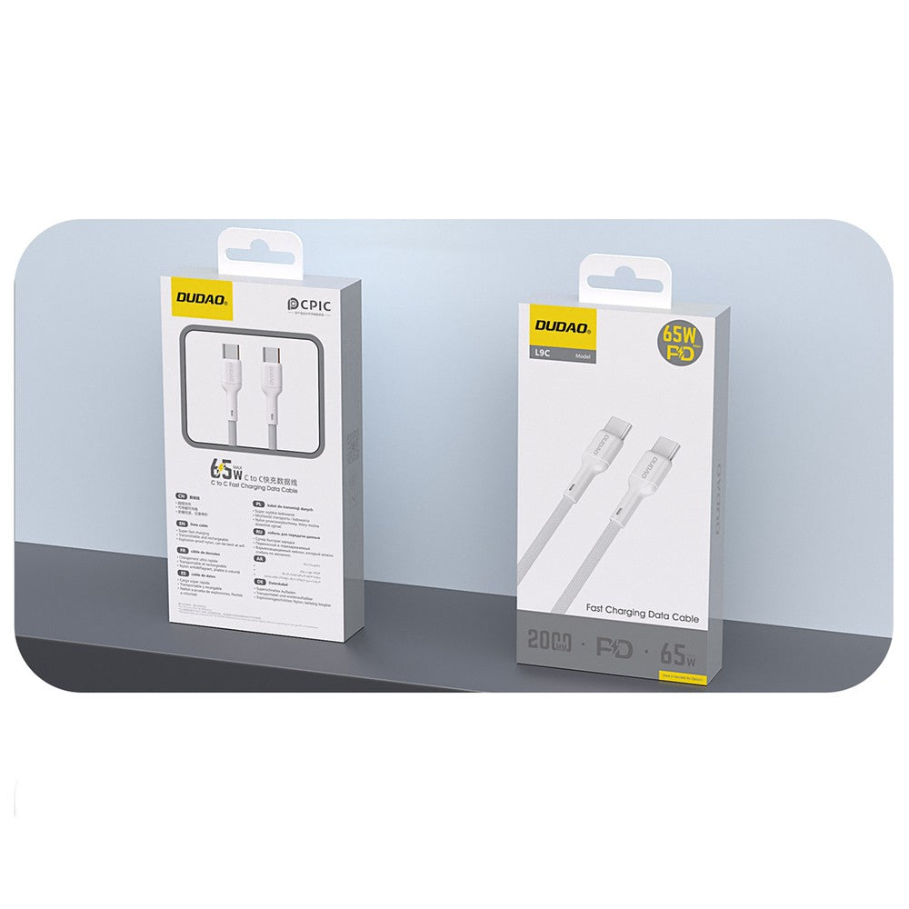 USB kabelis Dudao L9C USB-C to USB-C 65W 2.0m baltas
