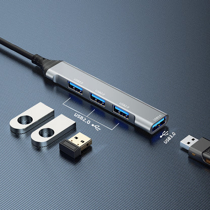 USB šakotuvas Dudao A16B 4-in-1 adapter USB-A to 4xUSB3.0 pilkas