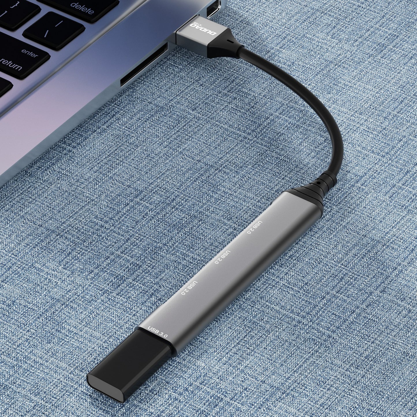 USB šakotuvas Dudao A16B 4-in-1 adapter USB-A to 4xUSB3.0 pilkas