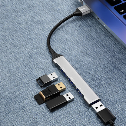USB šakotuvas Dudao A16B 4-in-1 adapter USB-A to 4xUSB3.0 pilkas