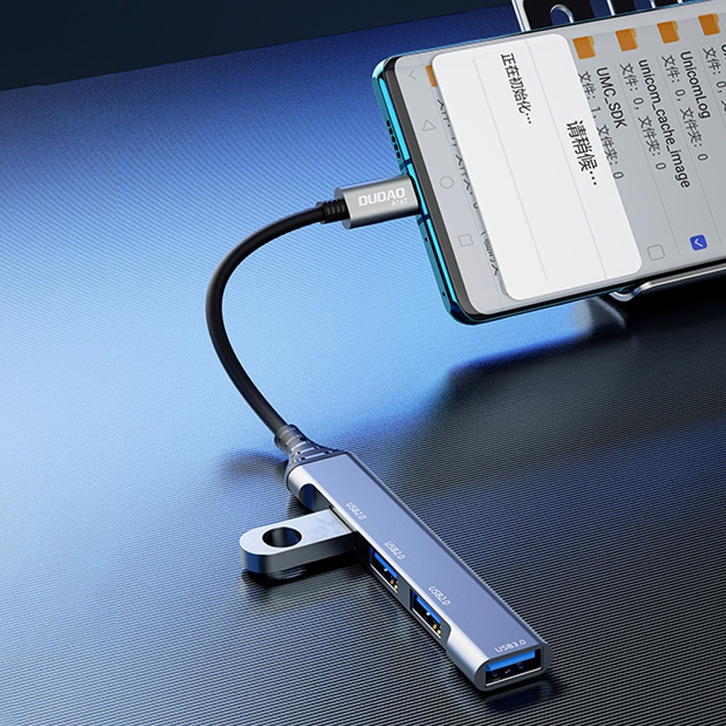 USB šakotuvas Dudao A16T 4-in-1 adapter USB-C to 3xUSB2.0 + USB3.0 pilkas