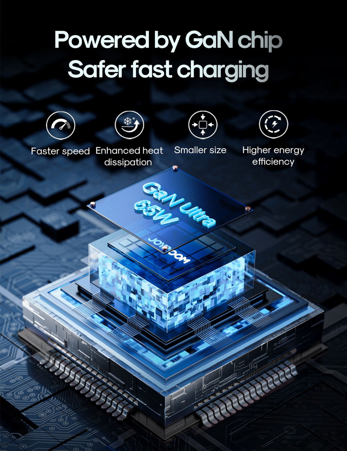 Įkroviklis Joyroom JR-TG10 GaN 65W 2xUSB-C/USB-A + USB-C to USB-C 100W 1.2m cable juodas
