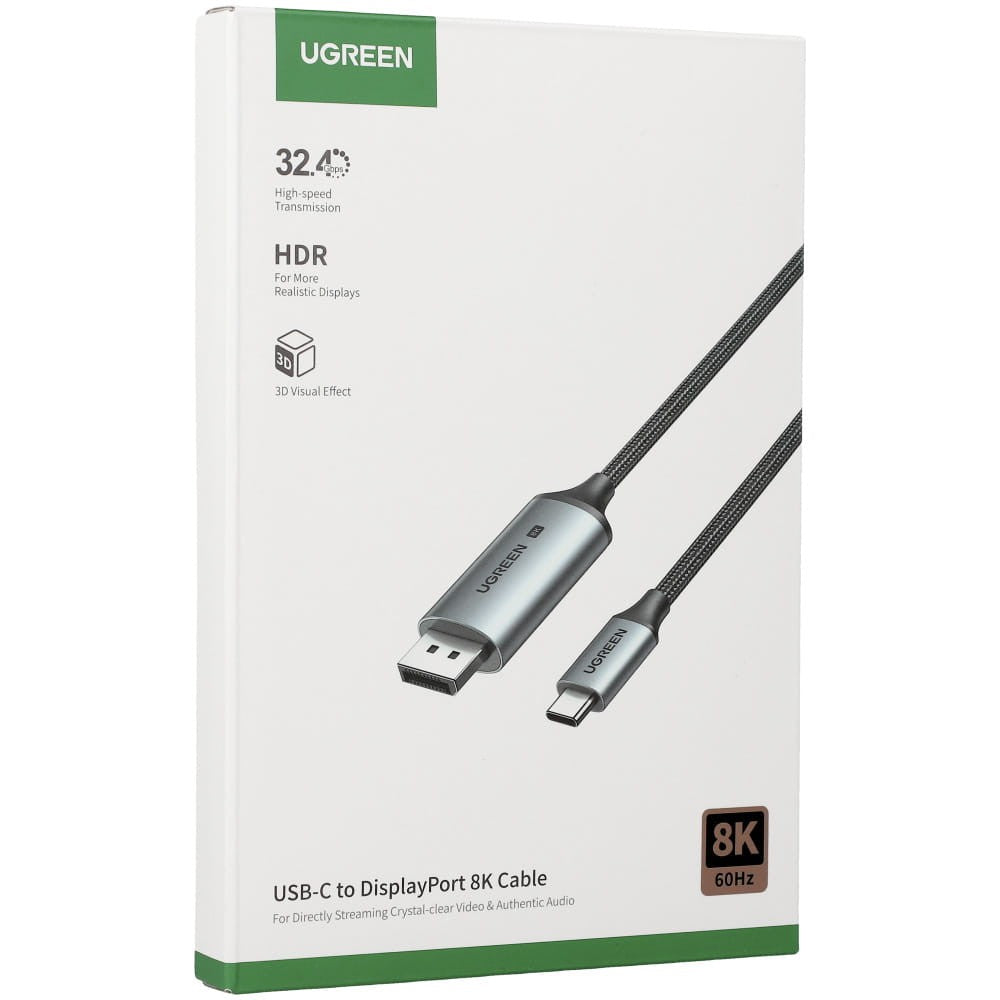 Kabelis Ugreen CM556 USB-C to DisplayPort (8K@60Hz) 1.0m juodas (25157)