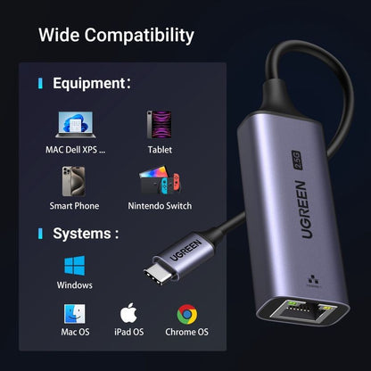 Tinklo adapteris Ugreen CM648 USB-C to RJ45 pilkas (25052)
