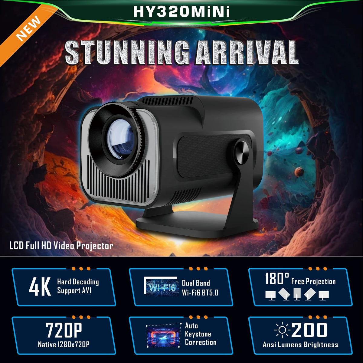 Projektorius HY320 Mini juodas