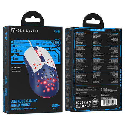 Laidinė pelė Hoco GM51 Gaming balta/mėlyna