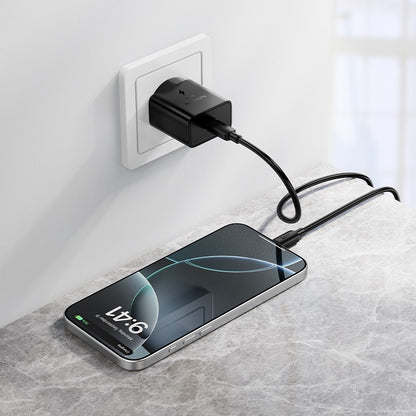 Įkroviklis Hoco N76 25W USB-C + USB-C to USB-C cable 1.0m juodas
