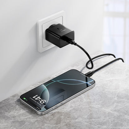 Įkroviklis Hoco N77 45W USB-C + USB-C to USB-C cable 1.0m juodas