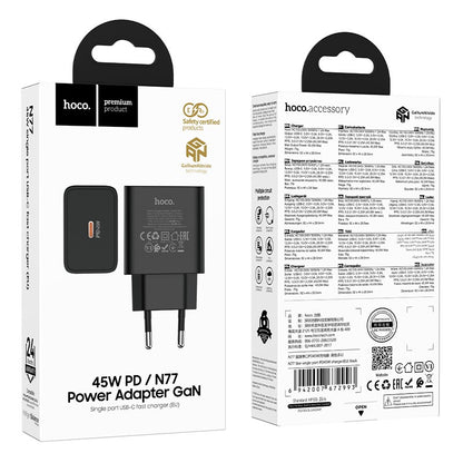 Įkroviklis Hoco N77 45W USB-C juodas