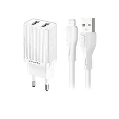 Įkroviklis Awei C15L-EU 2xUSB-A 10W + USB to Lightning cable baltas Default Title