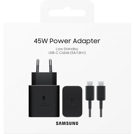 Įkroviklis Samsung EP-T4511XBEGEU 45W + USB-C to USB-C kabelis juodas Buitiniai įkrovikliai - Default Title  