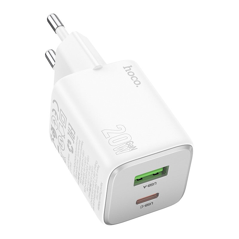 Įkroviklis Hoco N41 20W GaN USB-A/USB-C baltas Default Title