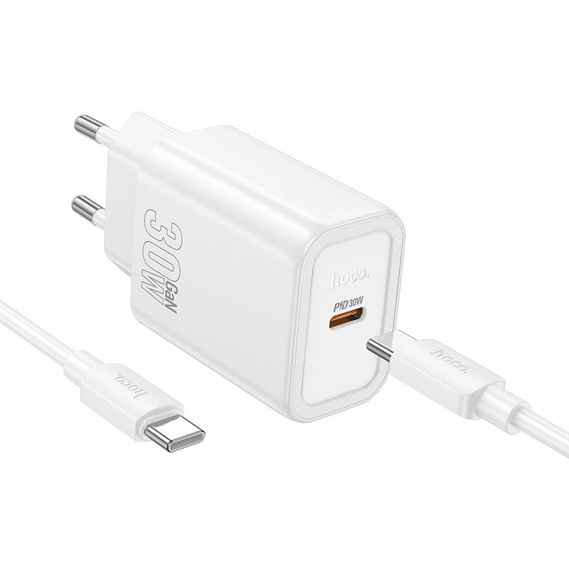 Įkroviklis Hoco N62 30W GaN USB-C + USB-C to USB-C cable 1.0m baltas Default Title