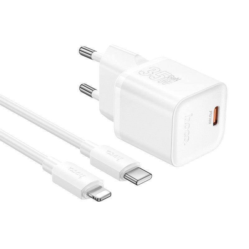 Įkroviklis Hoco N66 35W GaN USB-C/USB-A + USB-C to Lightning cable 1.0m baltas Default Title