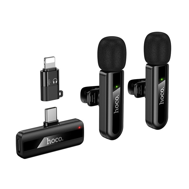 Belaidžių mikrofonų rinkinys Hoco L20A USB-C/Lightning juodas Default Title