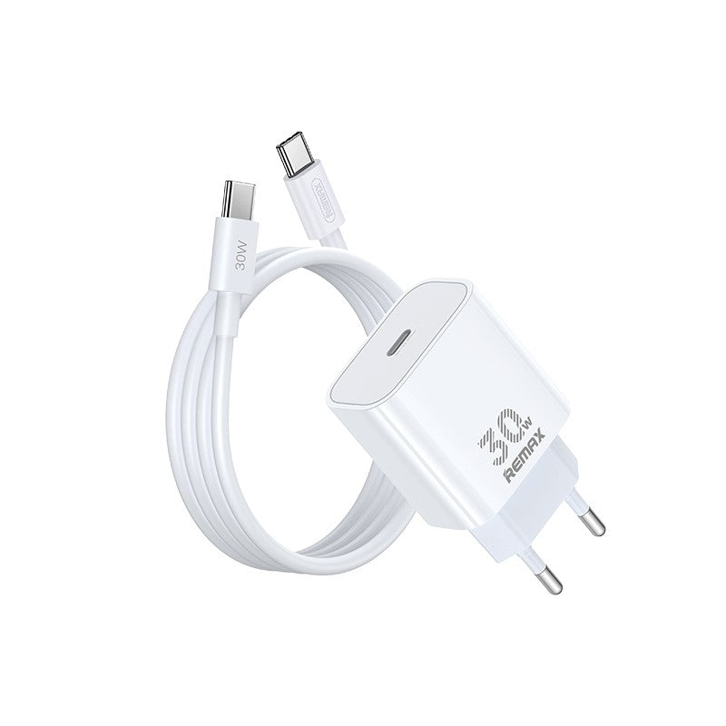 Įkroviklis Remax RP-U71 30W GaN USB-C + USB-C to USB-C cable 1.0m baltas Default Title
