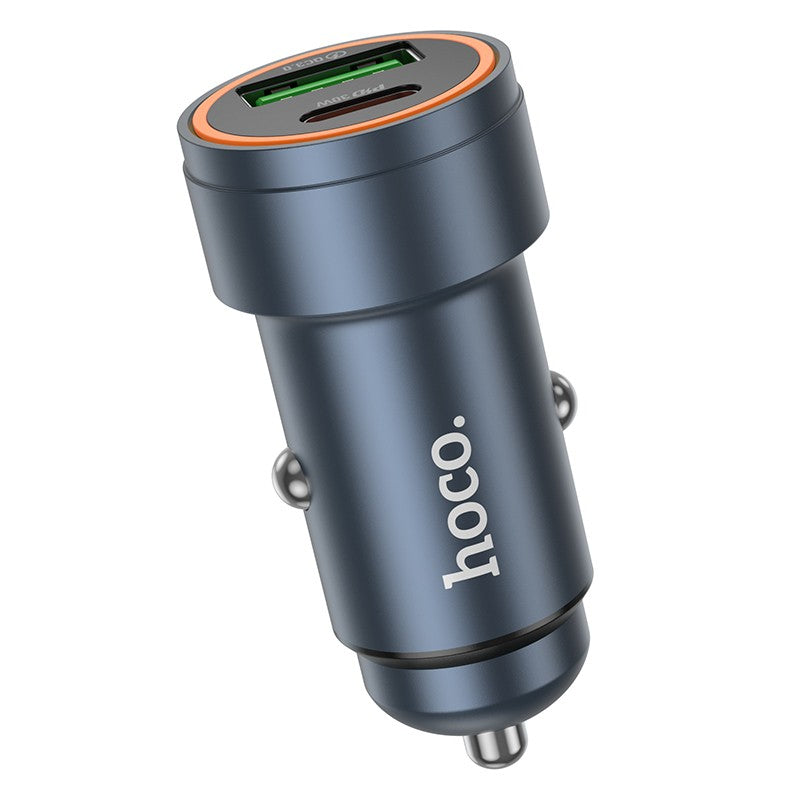 Automobilinis įkroviklis Hoco Z57A 30W USB-C/USB-A pilkas Default Title