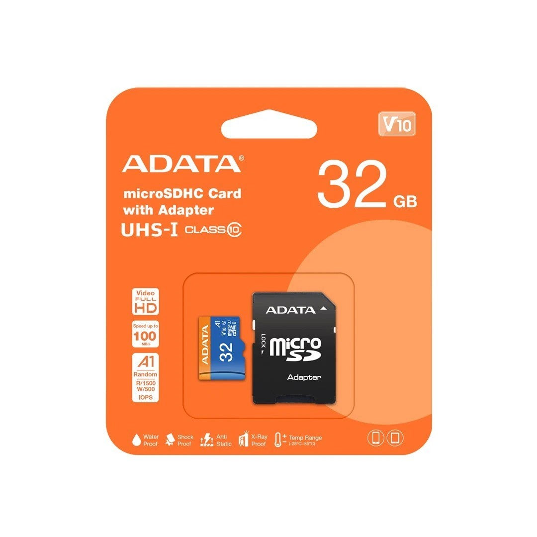 Atminties korta ADATA microSD 32GB (MicroSDHC UHS-I Class 10 U1) + SD adapter Default Title