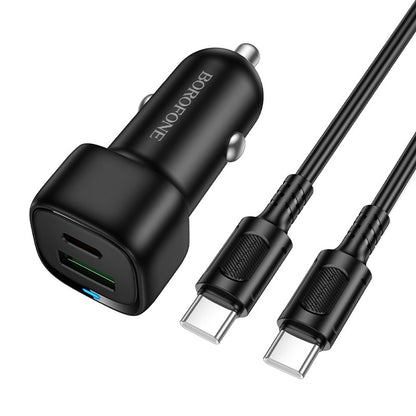 Automobilinis įkroviklis Borofone BZ34B 38W USB-C/USB-A + USB-C to USB-C cable 1.0m juodas Default Title