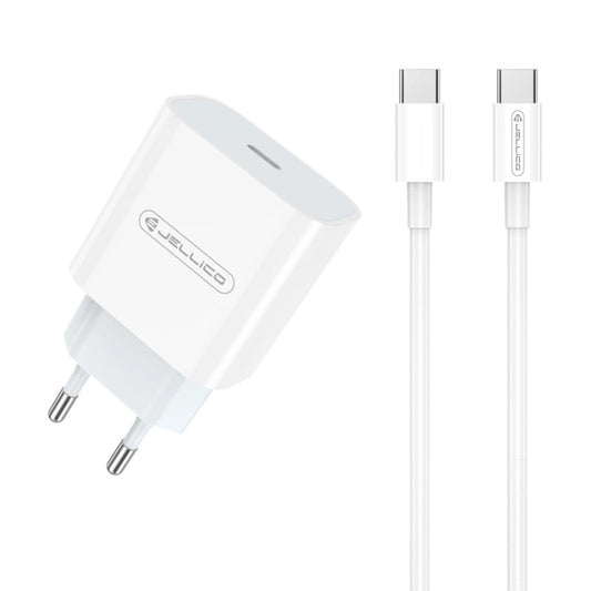 Įkroviklis Jellico AK180 20W USB-C + USB-C to USB-C cable 1.0m baltas Default Title