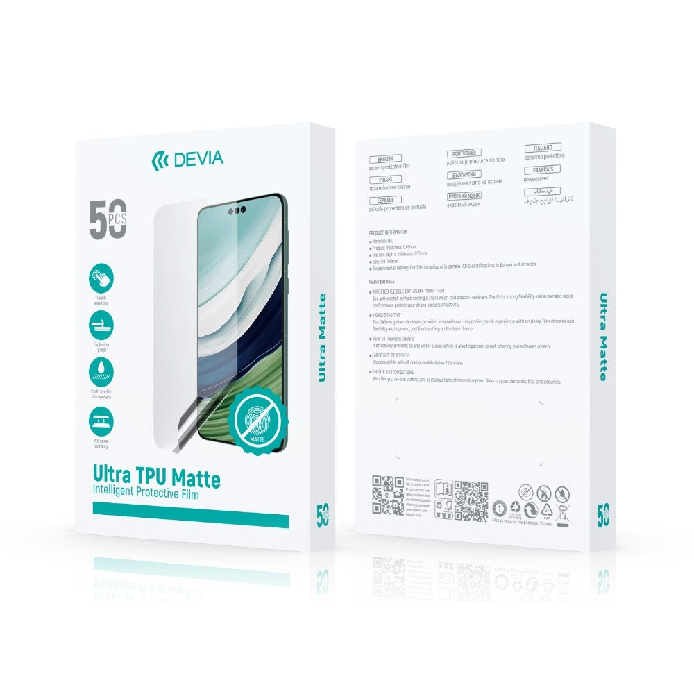 Plėvelių rinkinys karpymo mechanizmui Devia Ultra Intelligent TPU Matte 50vnt. Default Title
